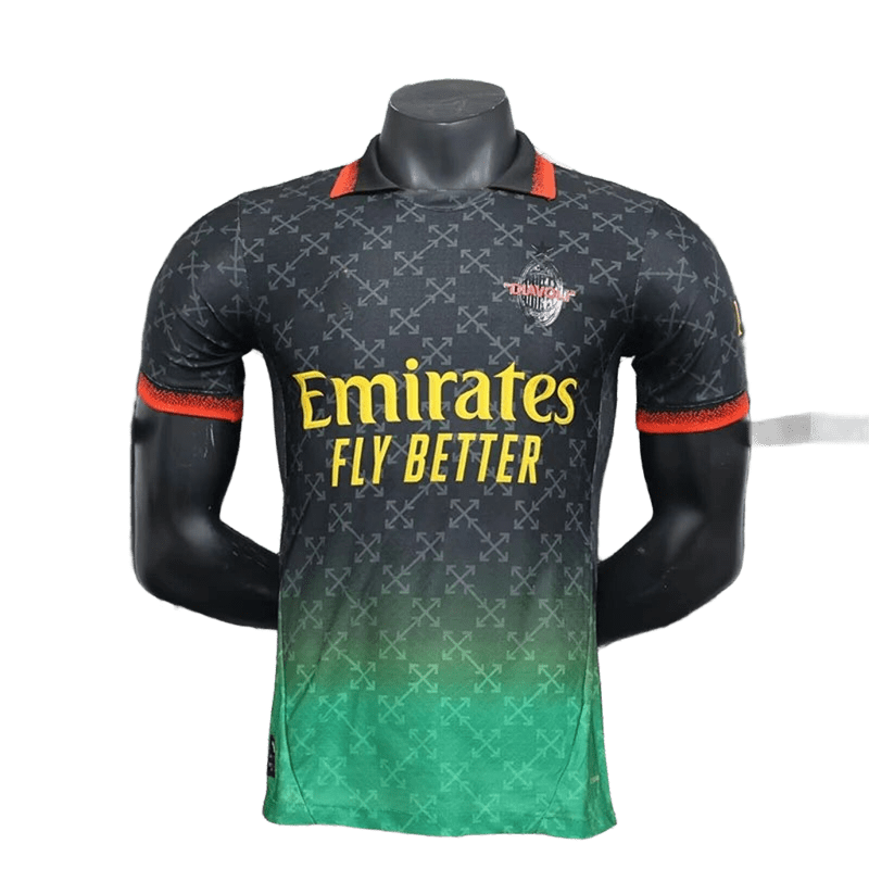 AC Milan Black Green Gradient Breathable Soccer Jersey