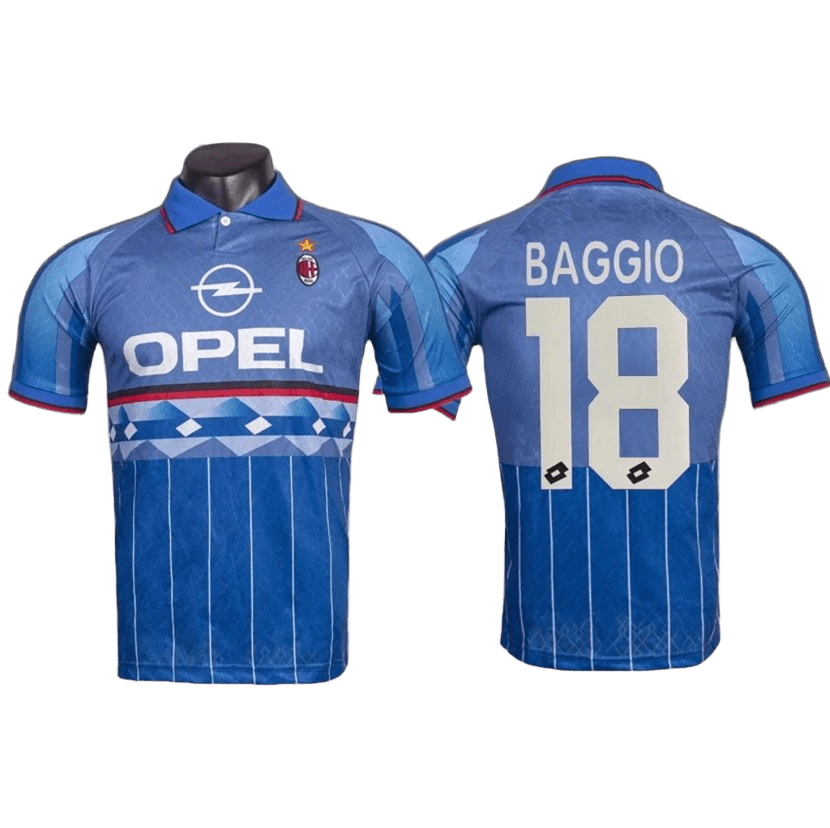 AC Milan Blue Retro Cotton Football Jersey