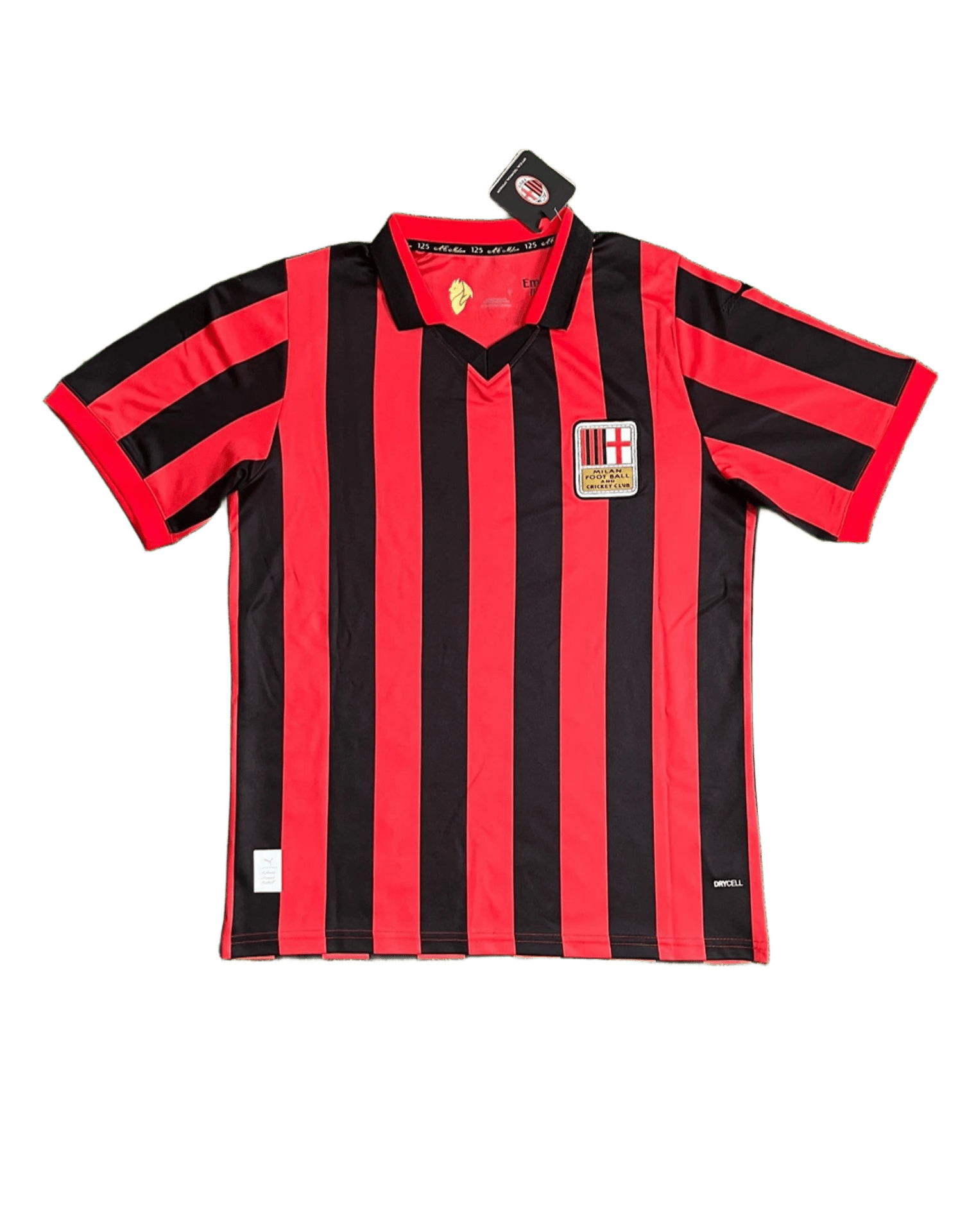 AC Milan Classic Red Black Striped Jersey SS Breathable
