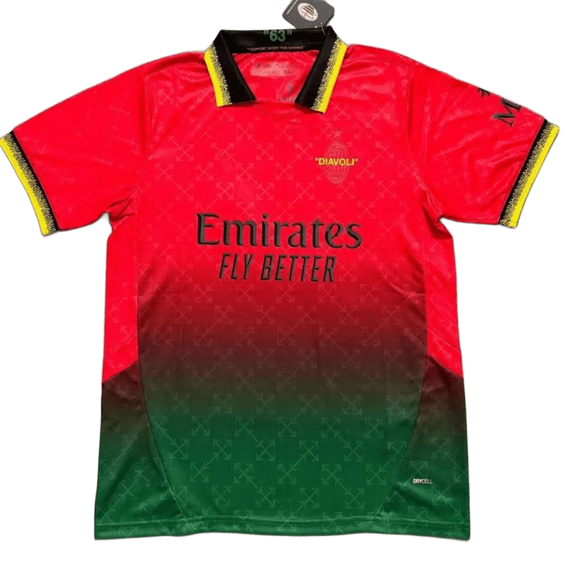 AC Milan Diavoli Quick Dry Red Green Gradient Soccer Jersey