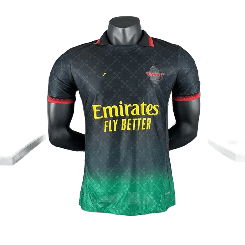 AC Milan Green Black Gradient Breathable Soccer Jersey Fashion Sportswear