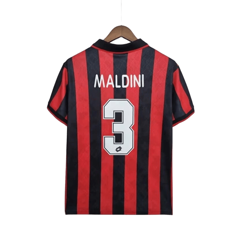 AC Milan Maldini #3 Red Black Striped Breathable Football Shirt