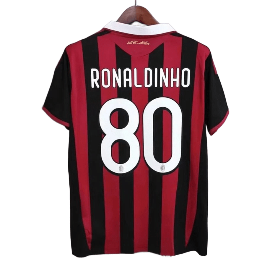 AC Milan Ronaldinho Jersey Breathable Short Sleeve Red Black
