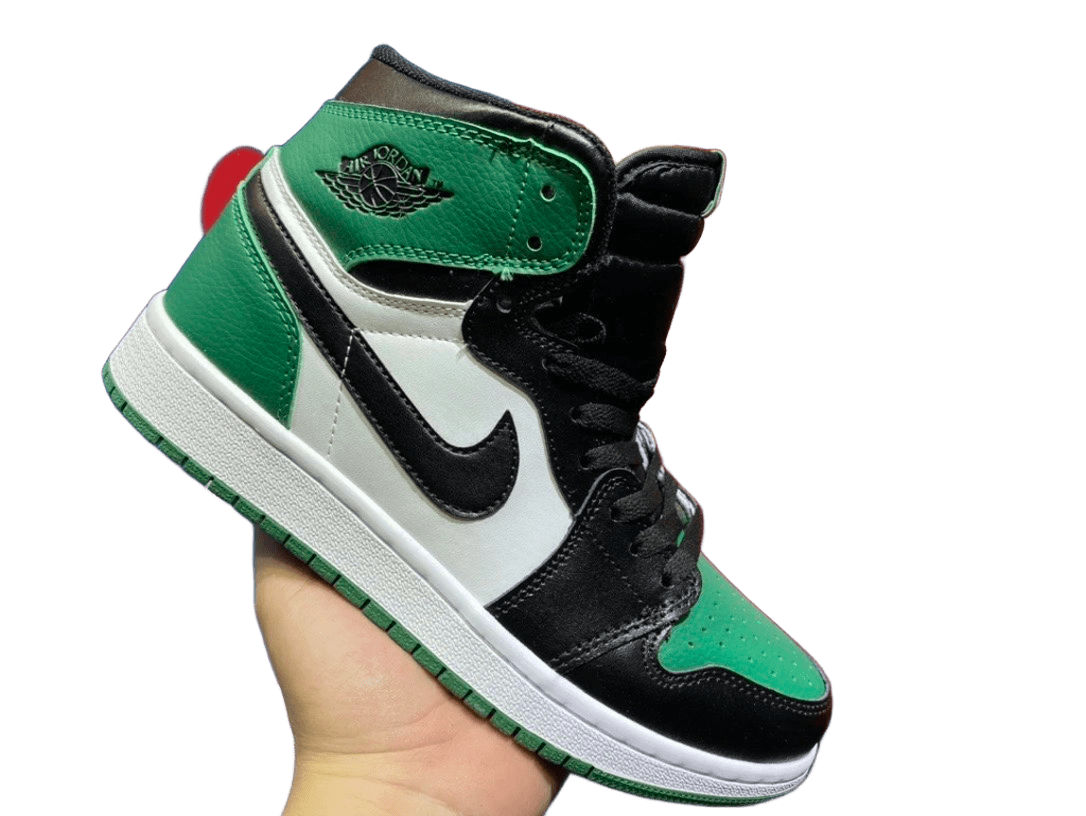 Air Jordan 1 High Black Green White Retro Sneakers