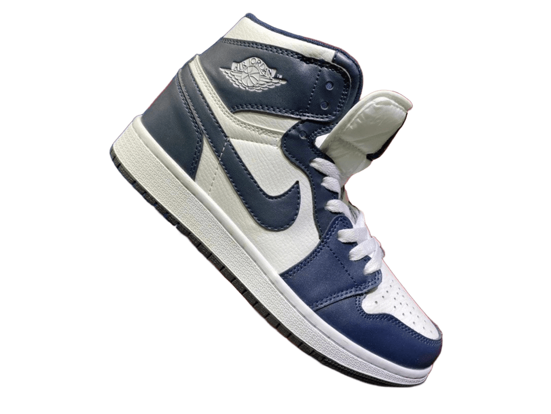 Air Jordan 1 High Blue White Grey Leather Retro Basketball Shoes