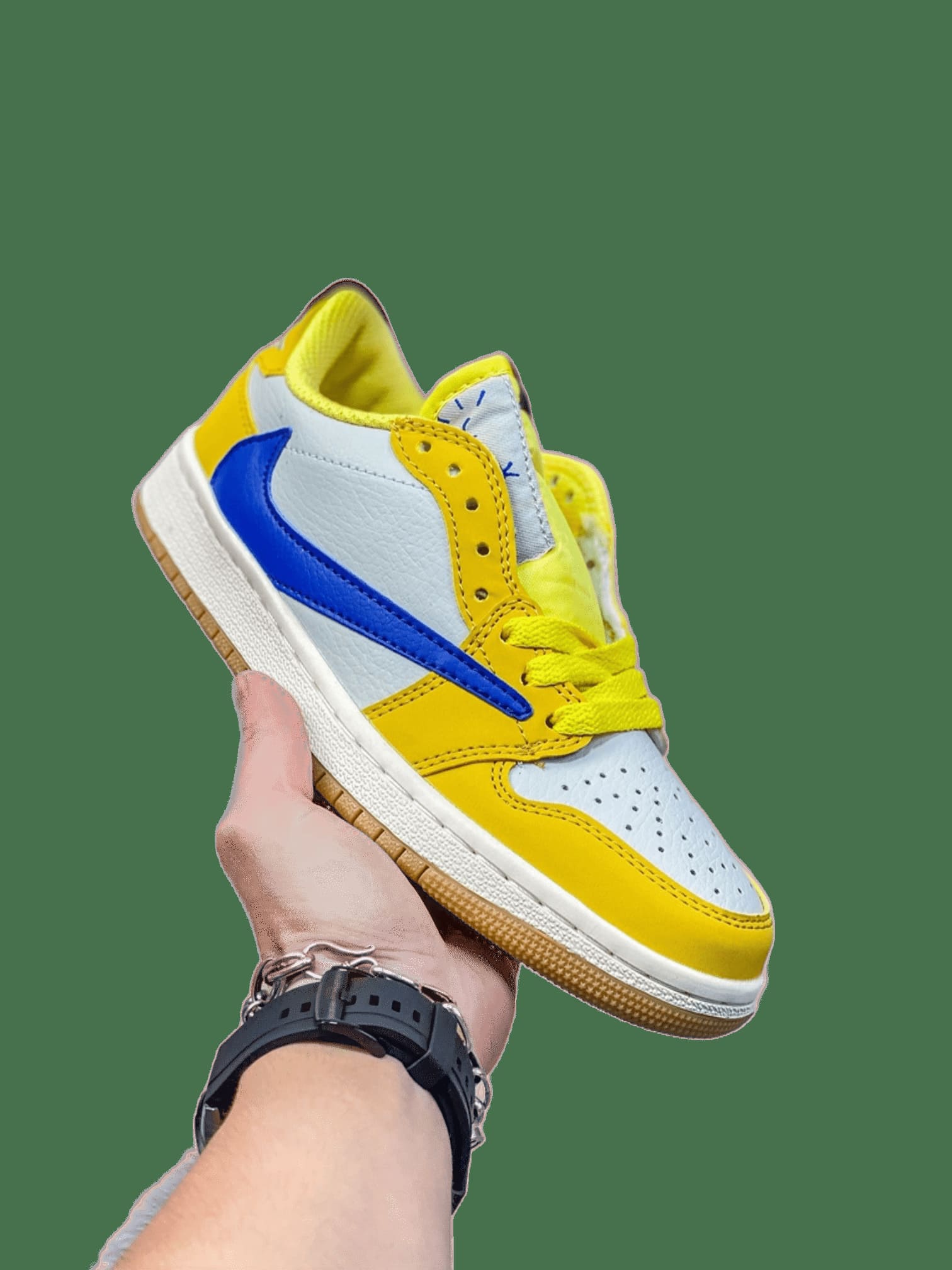 Air Jordan 1 Low Yellow Blue White Leather Sneakers