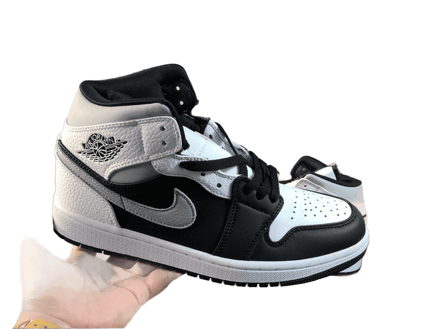 Air Jordan 1 Mid Grey White Black High Top Sneakers