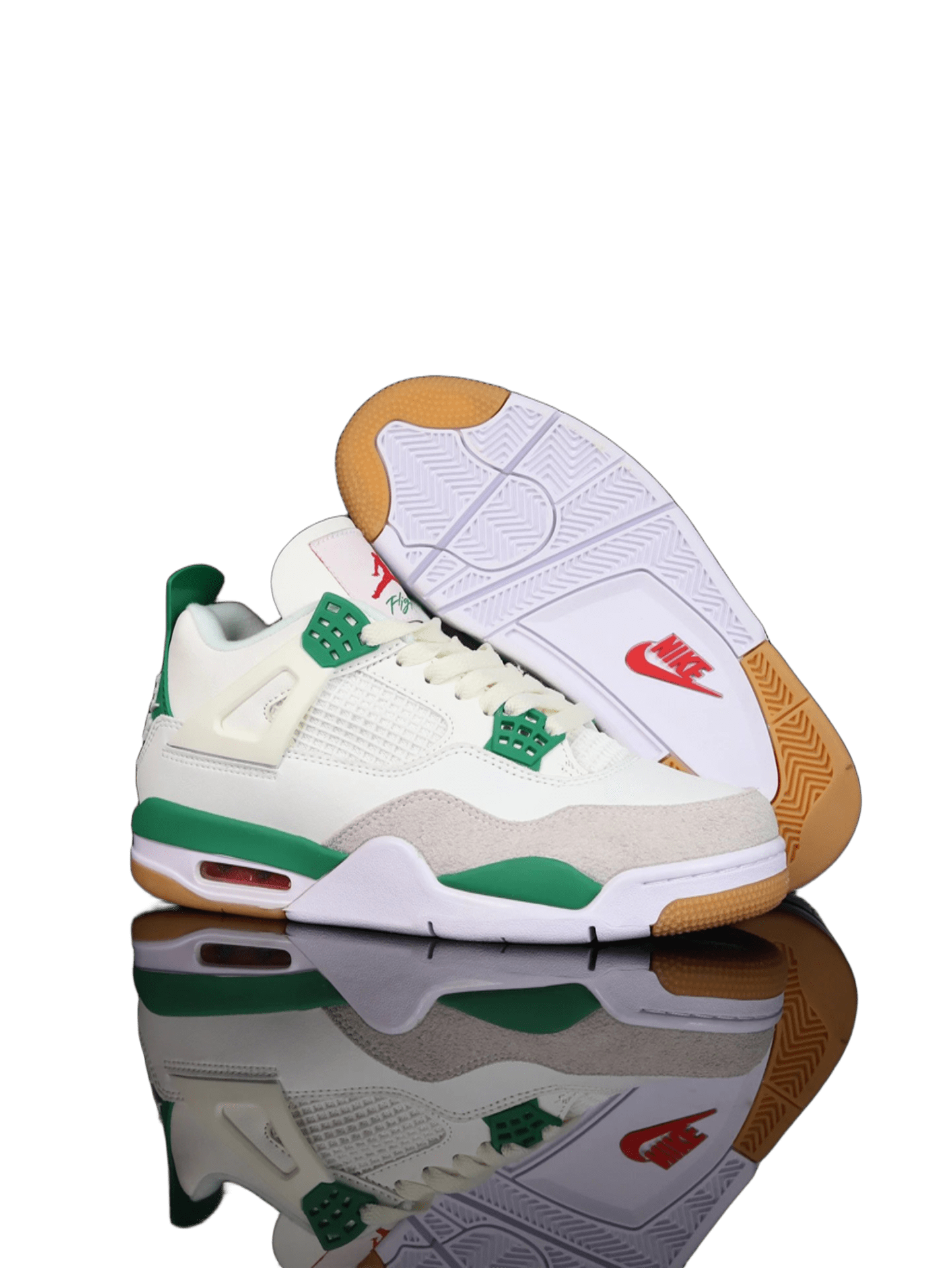 Air Jordan 4 Retro Cream Green Grey Suede Men Women Shoes