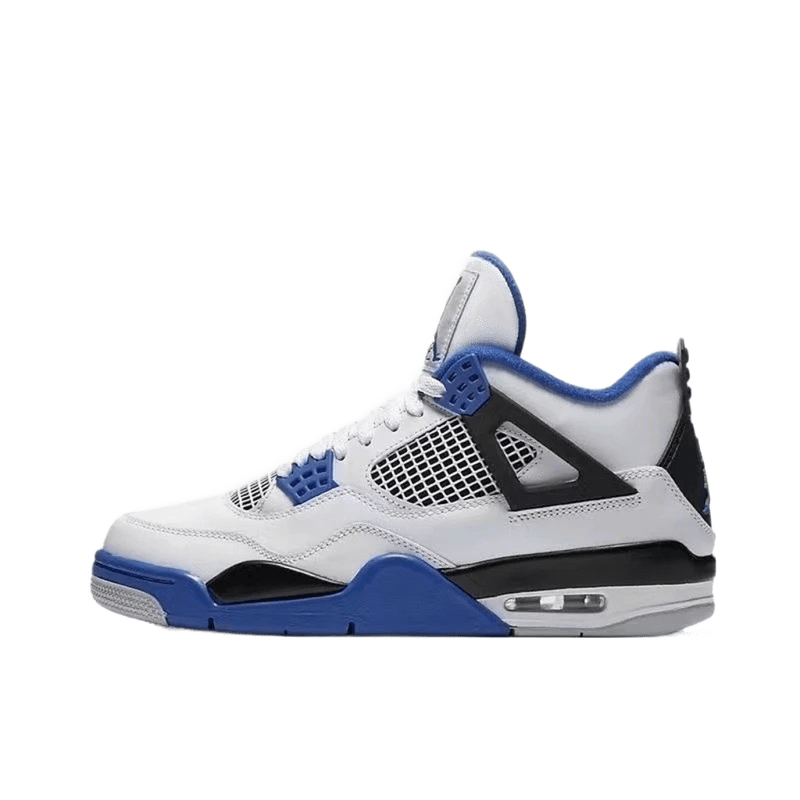 Air Jordan 4 Retro White Blue Black Basketball Sneakers
