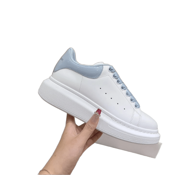 Alexander McQueen Chunky White Sneakers Blue Leather