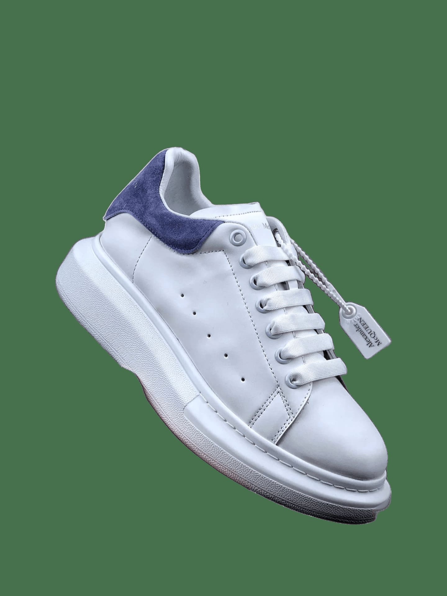 Alexander McQueen White Blue Leather Sneakers With Chunky Sole
