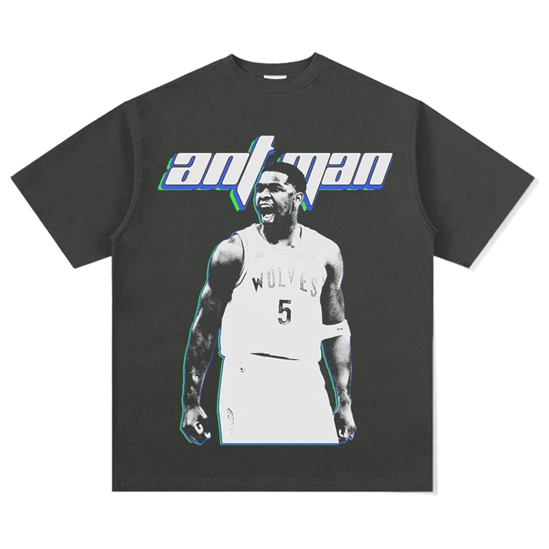 Ant Man & Wolves No.5 T-shirt, Blue-Green Gradient Streetwear Tee