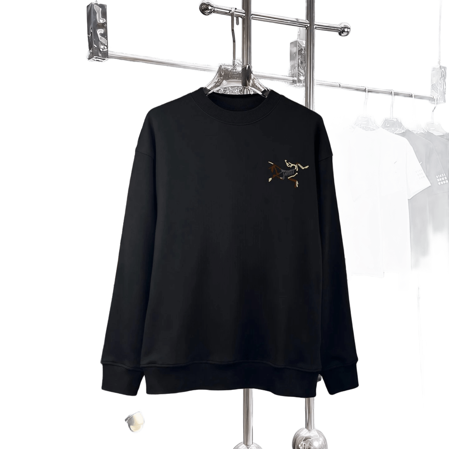 Arcteryx Black Cotton Hoodie Unisex Gold Embroidery