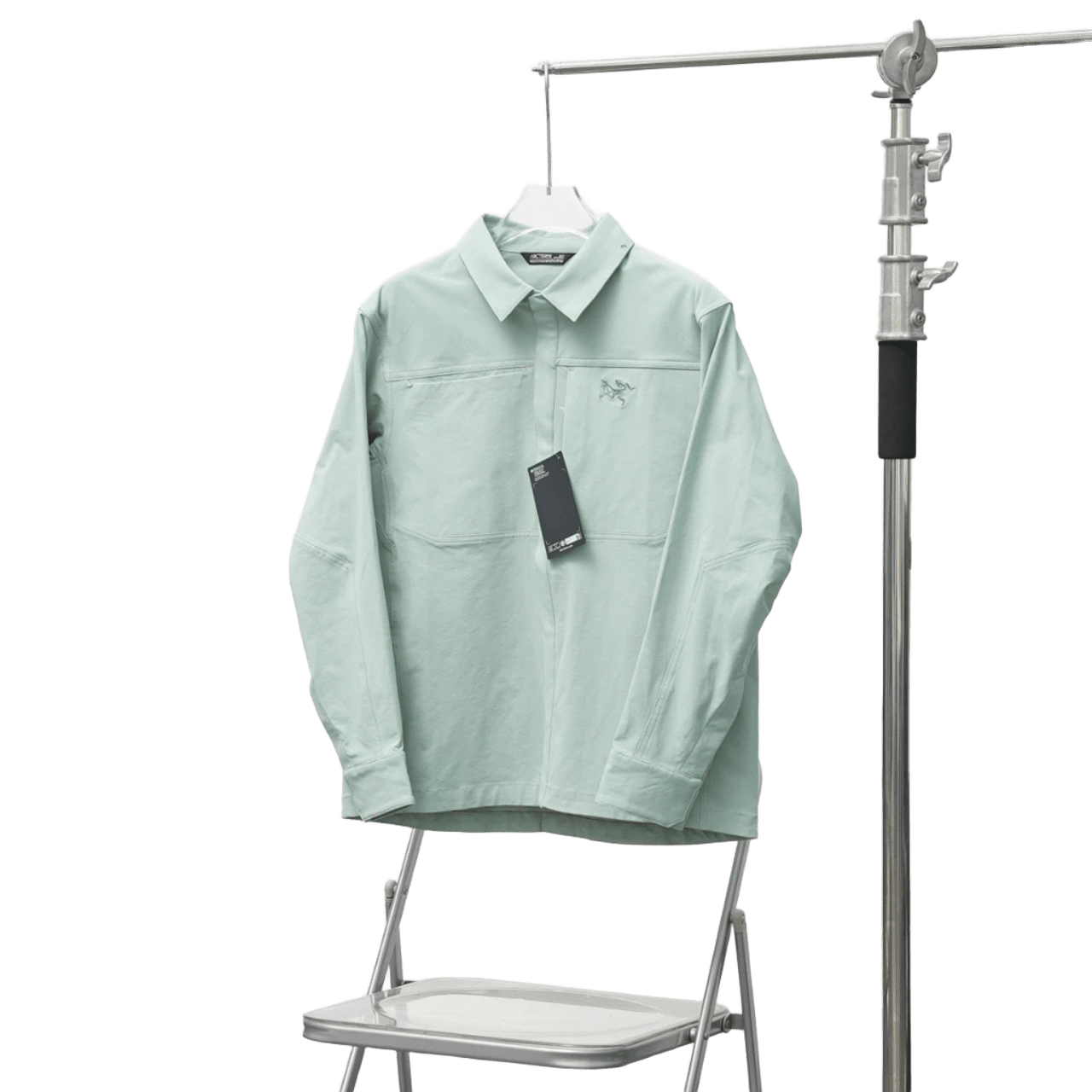 Arcteryx Men's Windproof Jacket, Light Green Flip-Collar