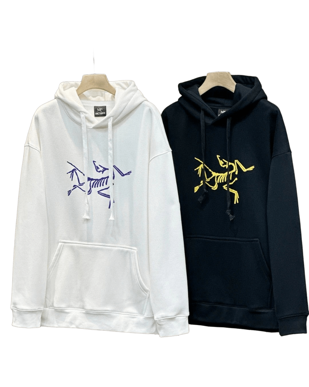 Arc'teryx White Cotton Hoodie | Blue Skeleton Print