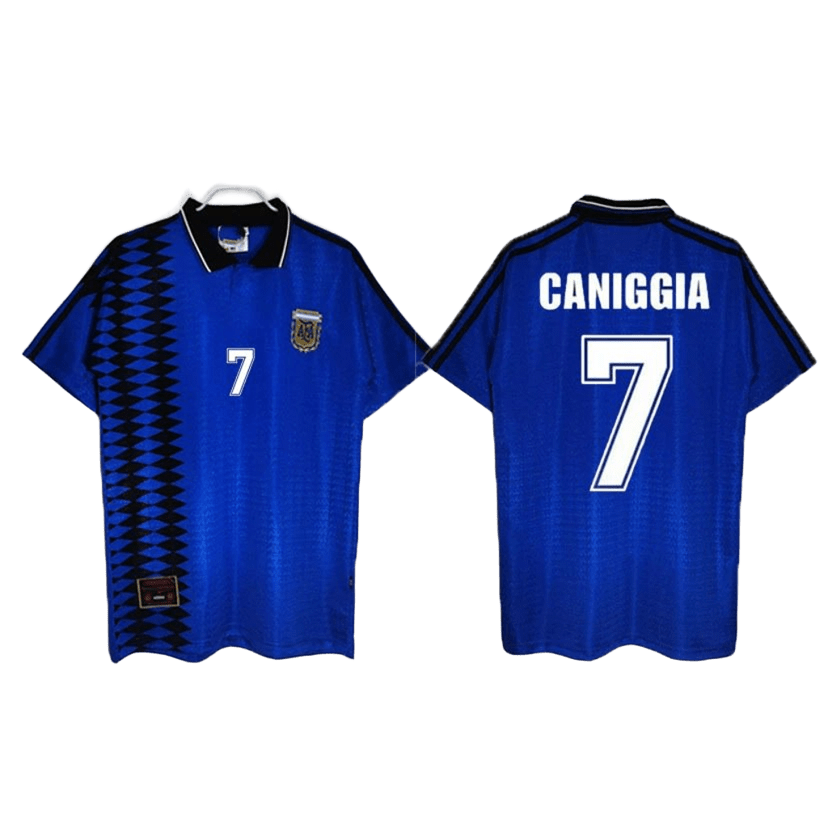 Argentina 94 Away Blue Caniggia Retro Jersey - Cotton Football Shirt
