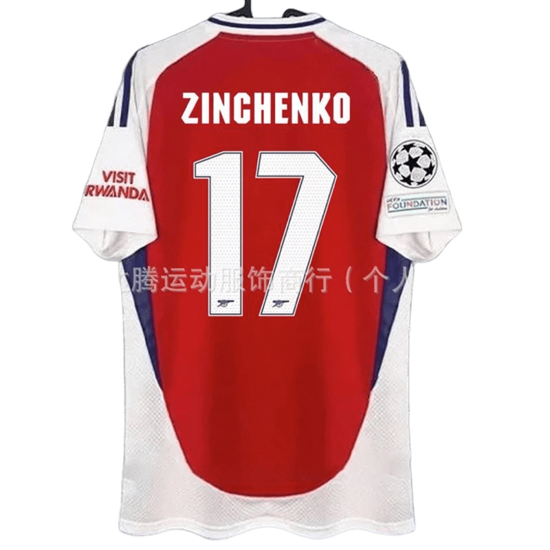 Arsenal Zinchenko 17 Breathable Soccer Jersey Red White