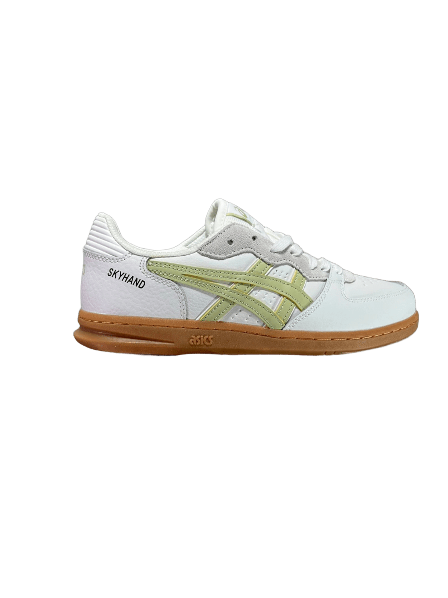 ASICS SKYHAND Leather Sneakers In White Green Brown