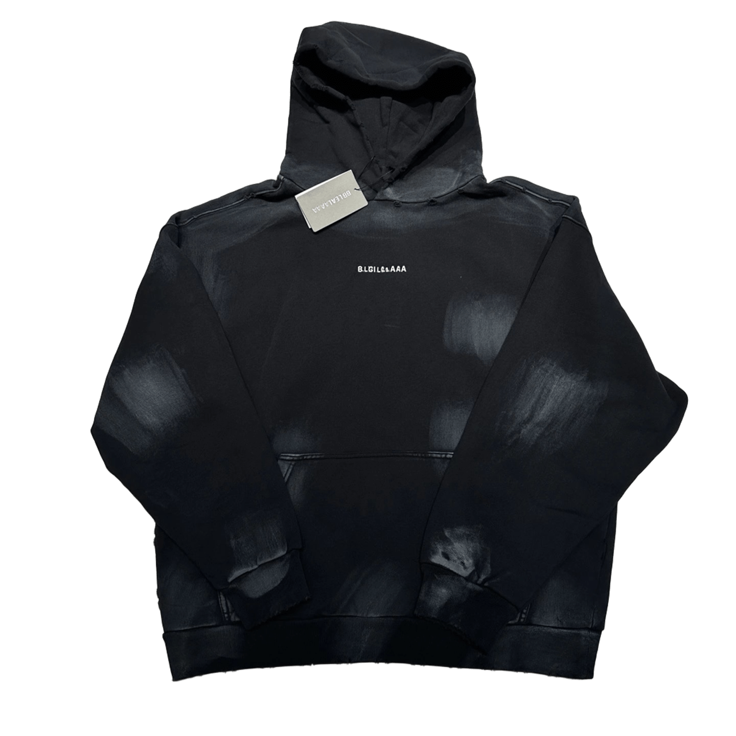 Balenciaga Black Hoodie Distressed Unisex Streetwear