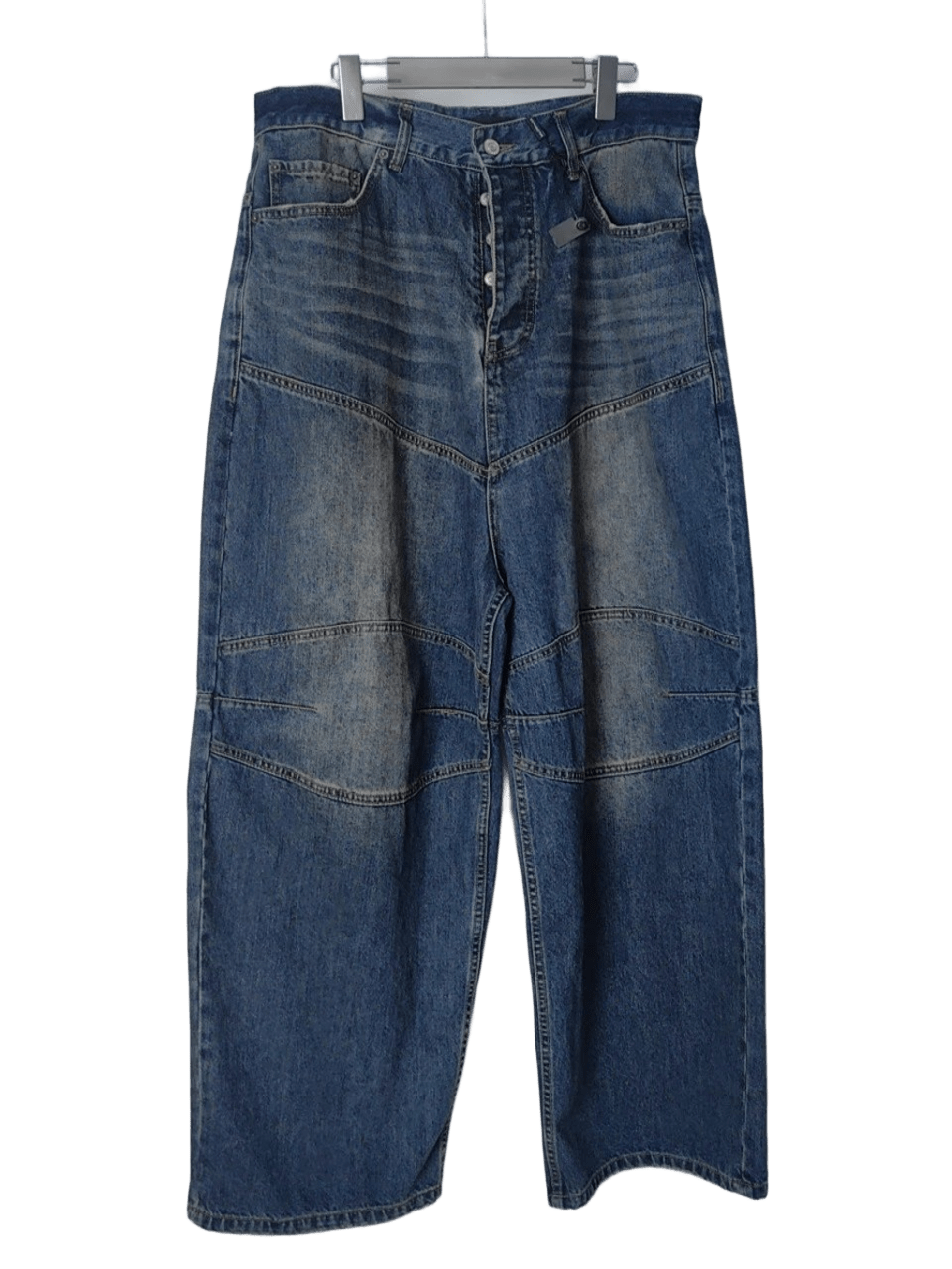 Balenciaga Blue Washed Denim Overalls, High Waist Streetwear
