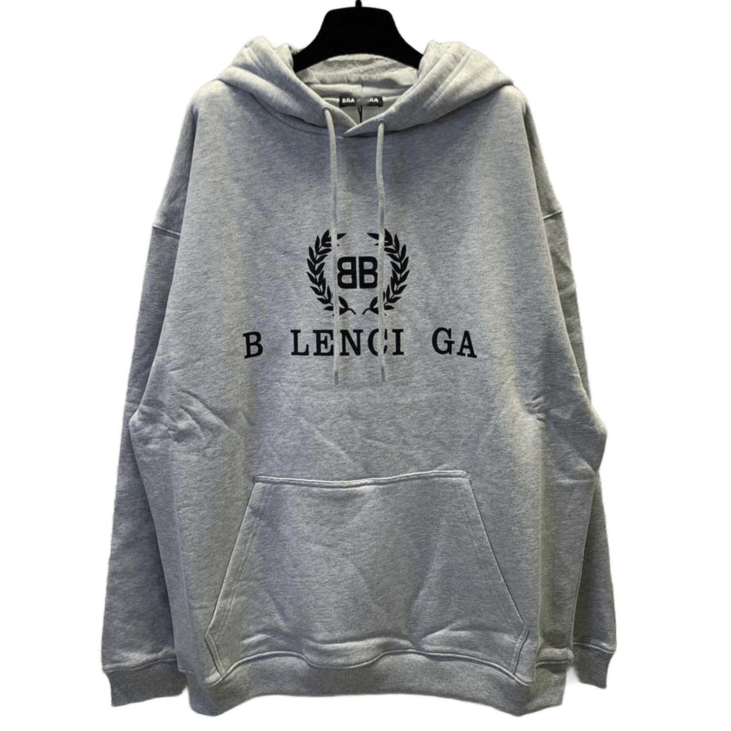 Balenciaga Grey Hoodie Unisex Cotton Logo Print Streetwear