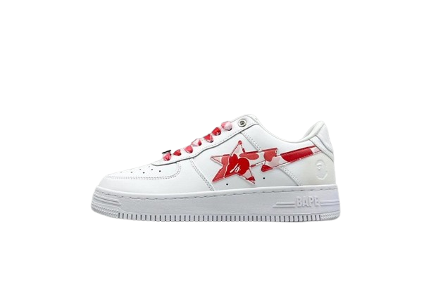 Bape Sta White Red Camo Sneakers With Star Logo