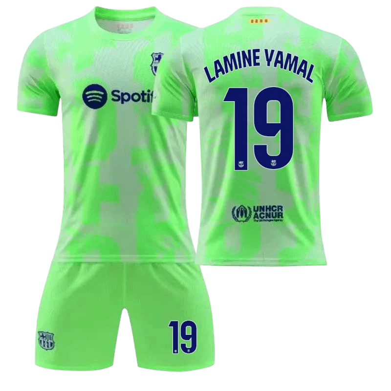 Barca Lamine Yamal Breathable Soccer Kit Fluorescent Green