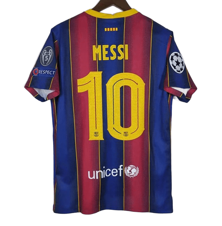 Barcelona Messi 10 Red Blue Stripes Breathable Soccer Jersey