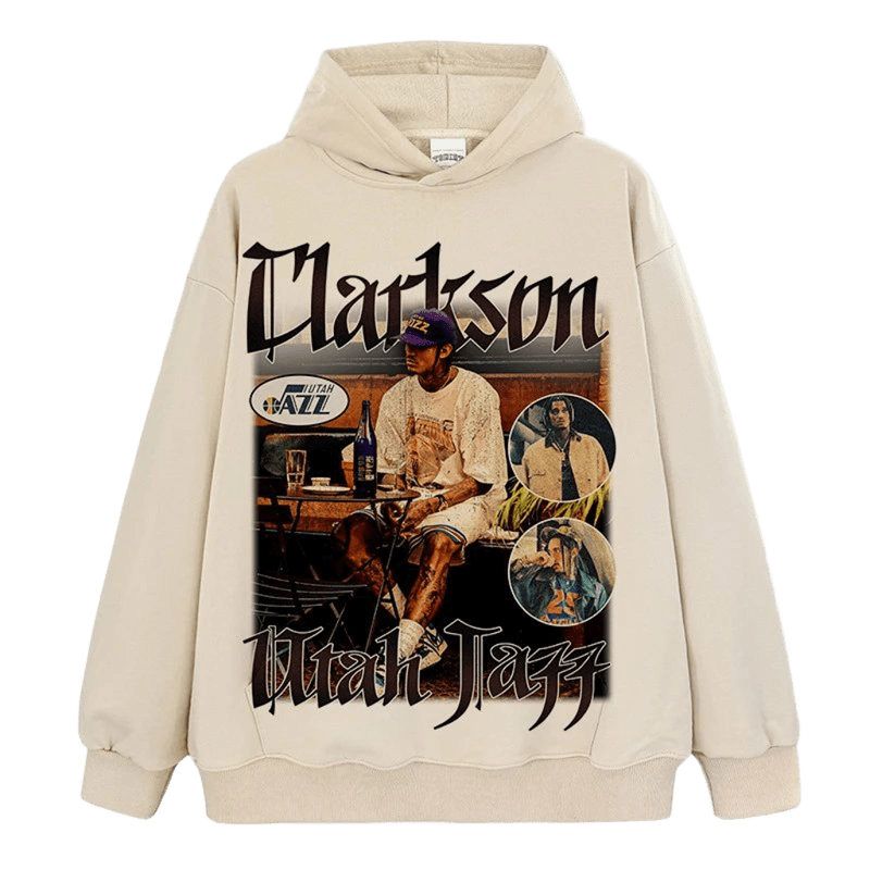BCGHOST Cream Hoodie - Unisex Fall Streetwear Cotton Jazz Print