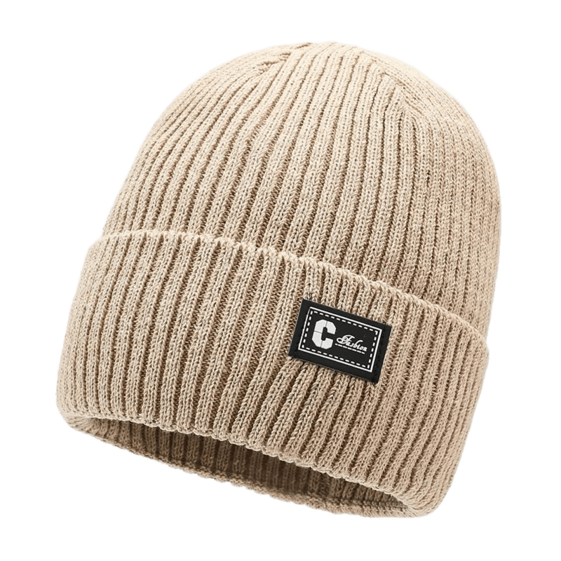 Beige Knit Beanie - Wool Blend, Warm & Breathable Unisex
