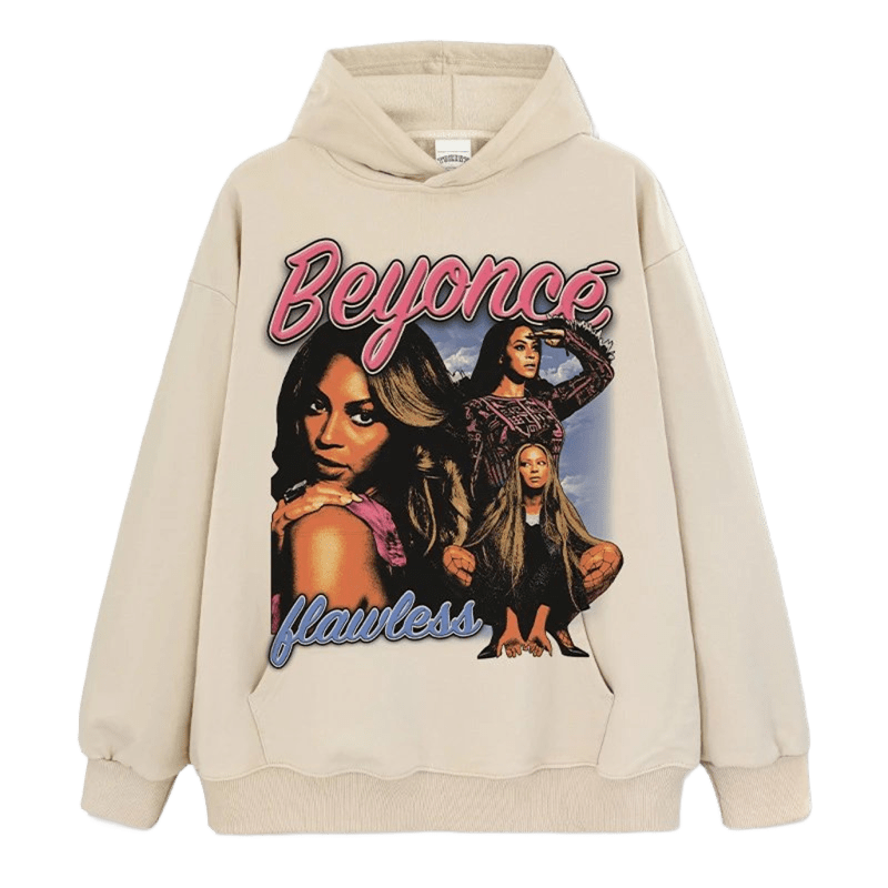 Beige Unisex Hoodie - Beyoncé Flawless Streetwear Cotton