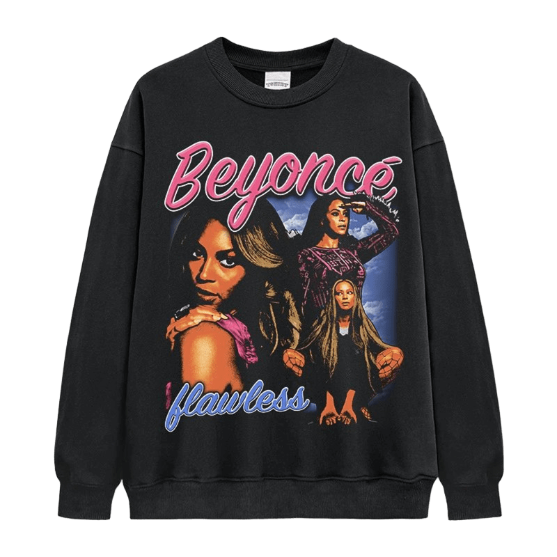 Beyoncé Pink Graphic Cotton Crewneck - Unisex Retro Streetwear