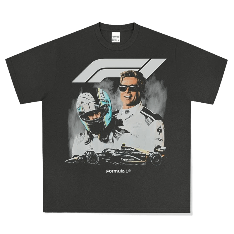 Black F1 Racing Tee: Cotton Breathable Street Style Unisex