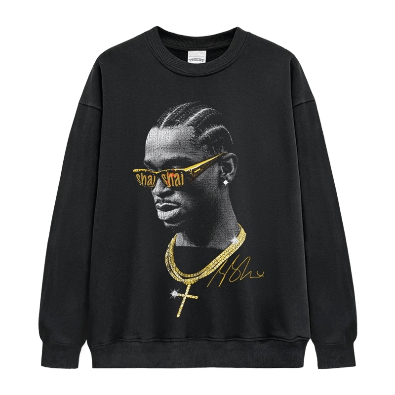 Black Hoodie Unisex Cotton Streetwear Gold Print Comfortable