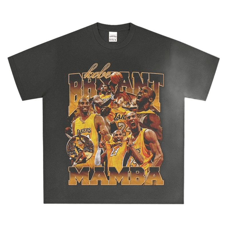Black Kobe Tribute Tee: Cotton, MAMBA, Lakers 24, Street Style