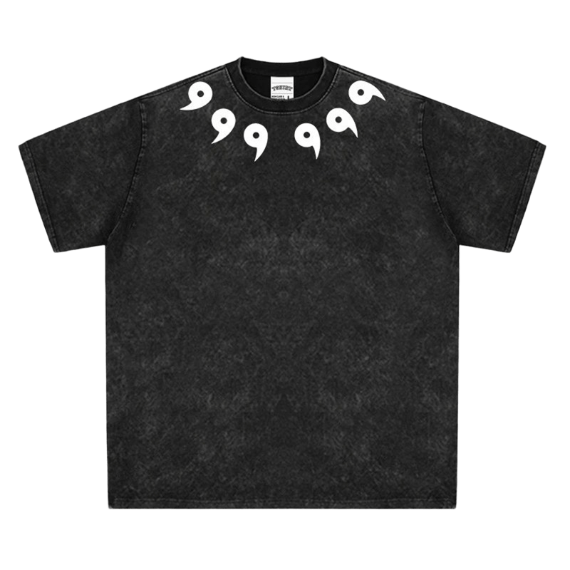 Black Vintage Washed Cotton Tee - Loose Fit Street Style Unisex