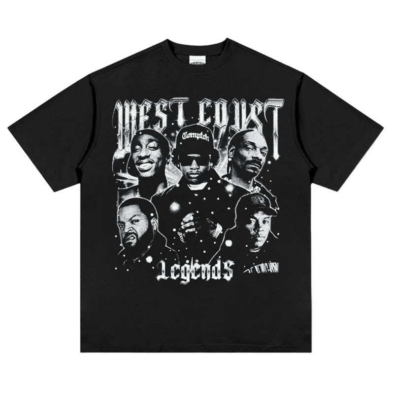 Black West Coast Legends Oversized Tee - Unisex Vintage Streetwear