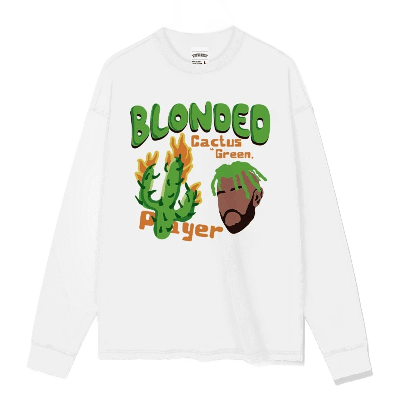 Blonded Flame Cactus Unisex Tee - Streetwear Cotton Long Sleeve
