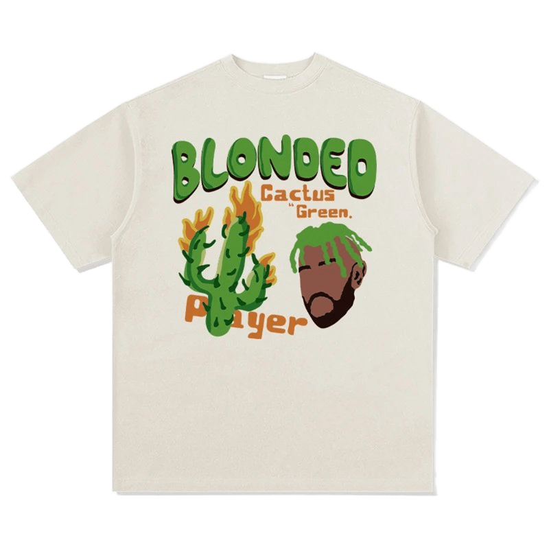 BLONDED Player Cactus Print Cotton Tee - Unisex Streetwear