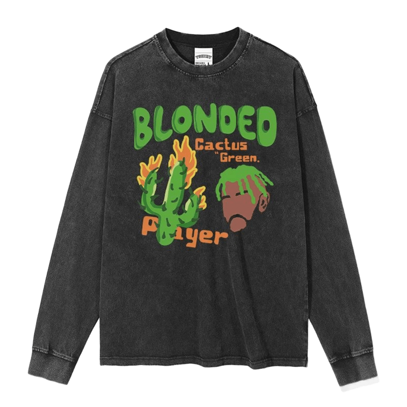 Blonded Vintage Tee: Black Cotton Long Sleeve Streetwear