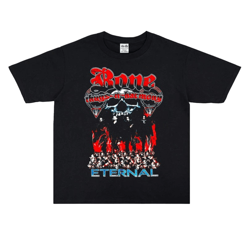Bone Thugs Retro Cotton Tee: Skull & Flames Street Style