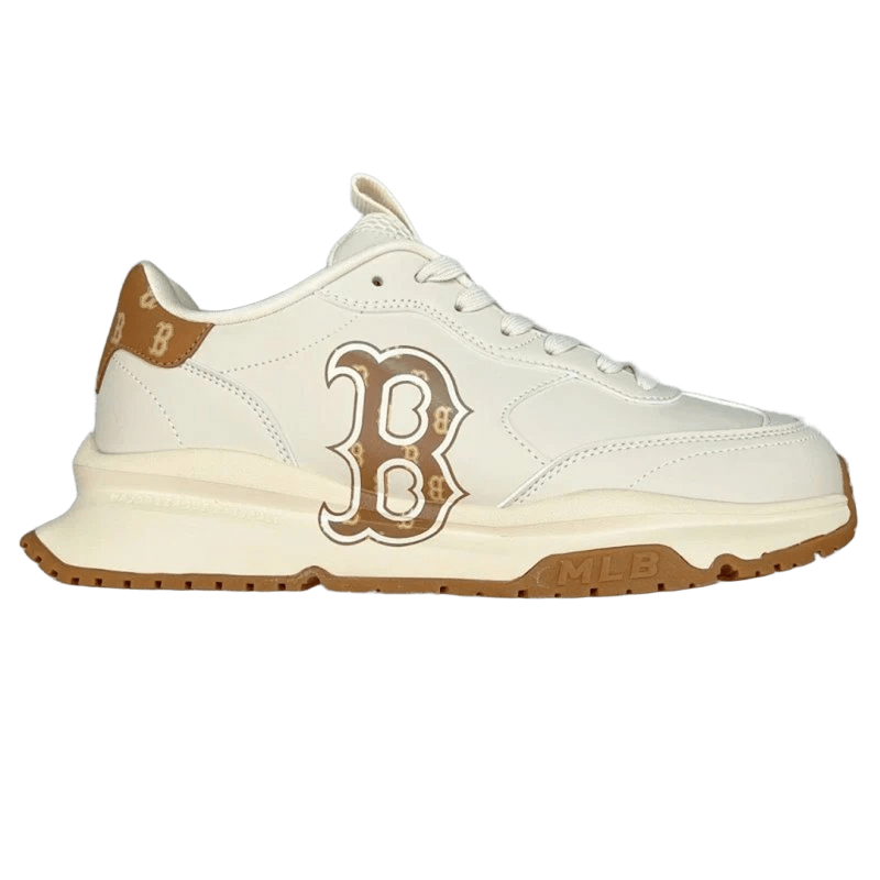 Boston Red Sox Vintage Dad Shoes, White Leather With Brown Heel