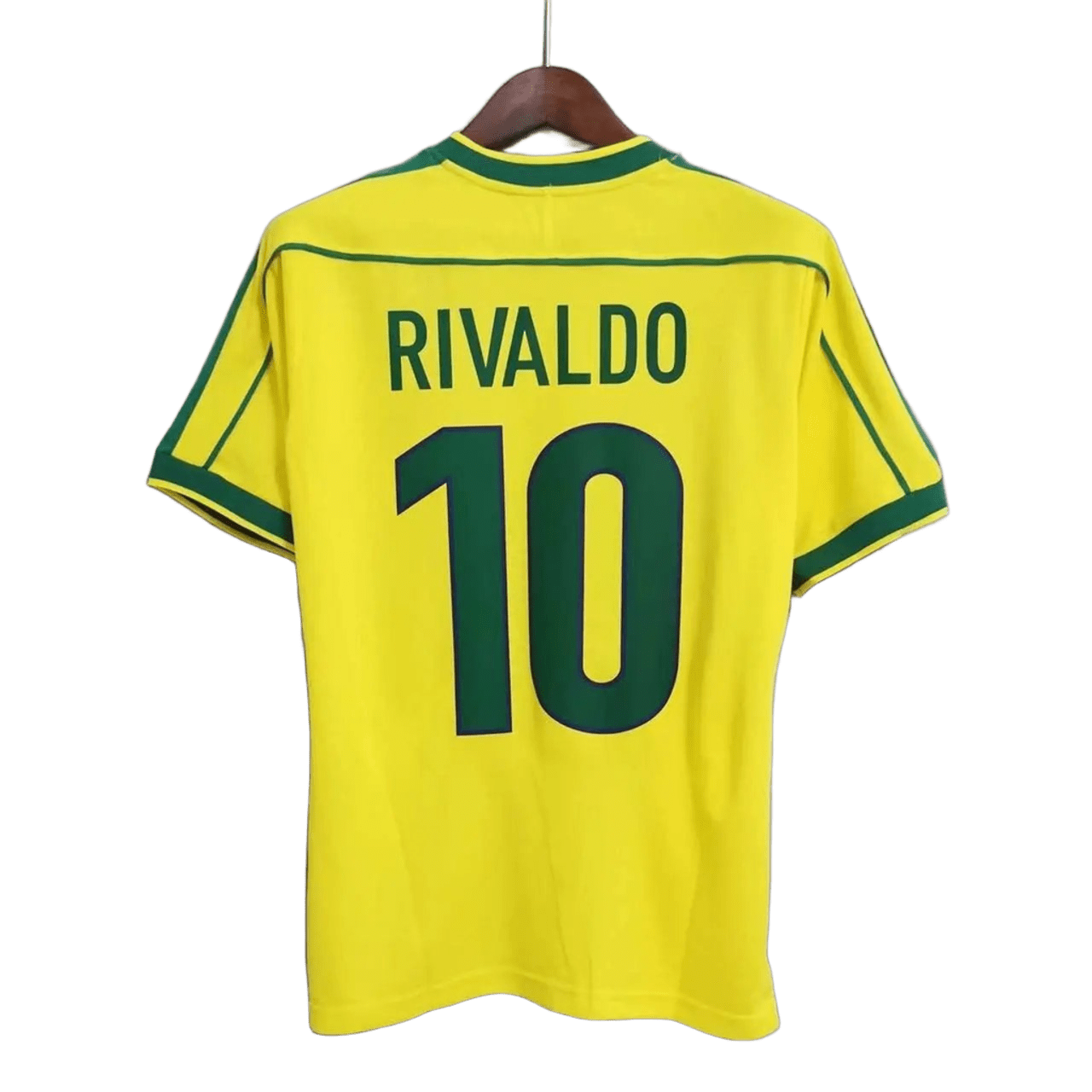 Brazil Rivaldo 10 Gold Football Jersey Soccer Shirt