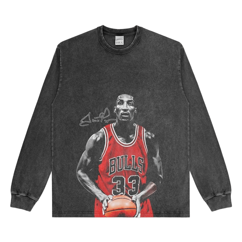 Bulls 33 Retro Washed Basketball Tee, Unisex 90s Streetwear