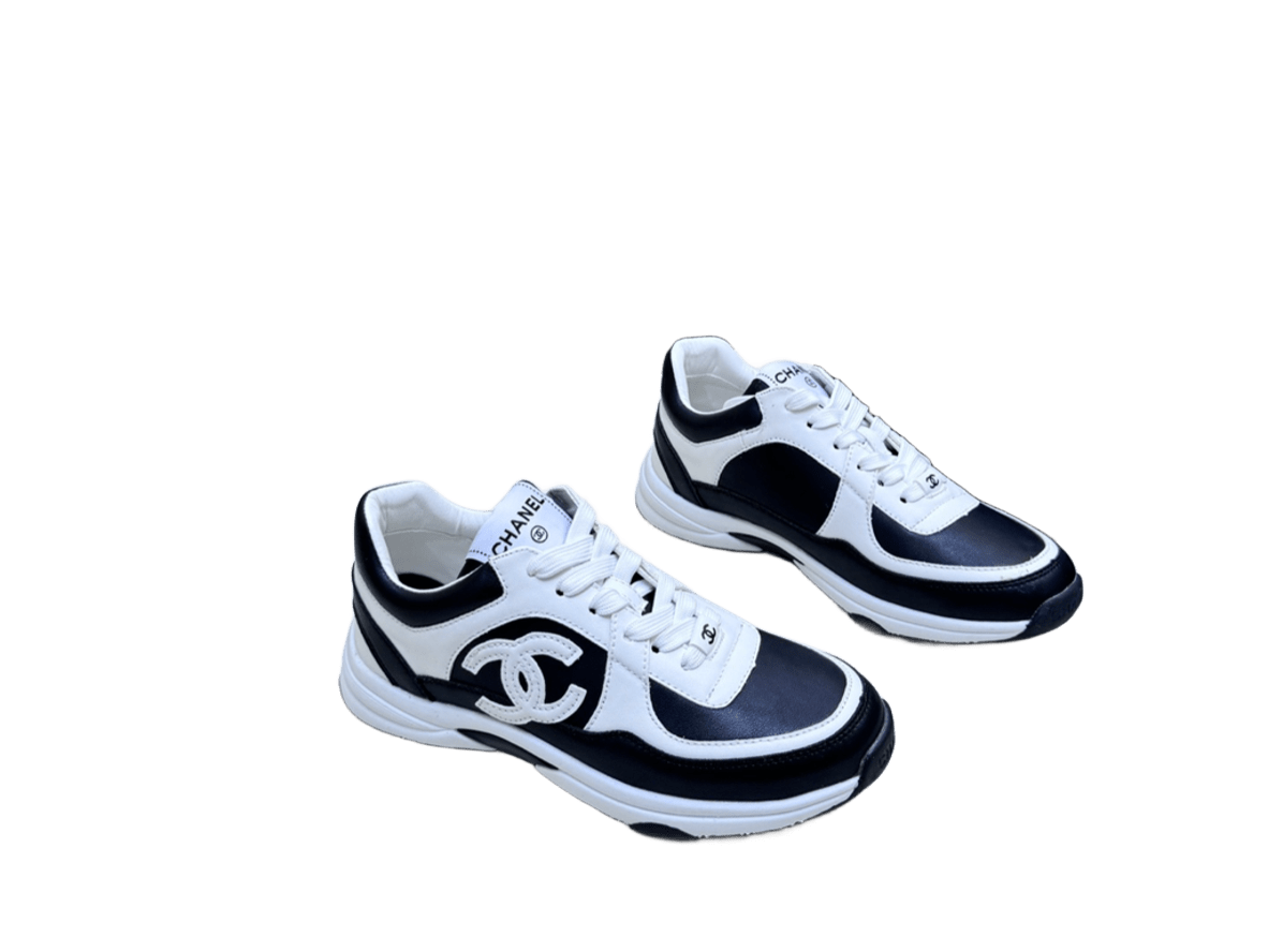 Chanel Classic Bicolor Leather Sneakers With Cc Logo