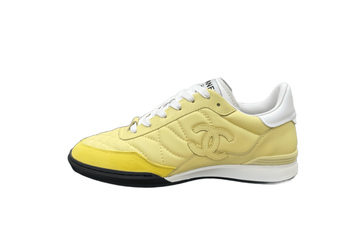 Chanel Quilted Leather Sneakers In Pale Yellow