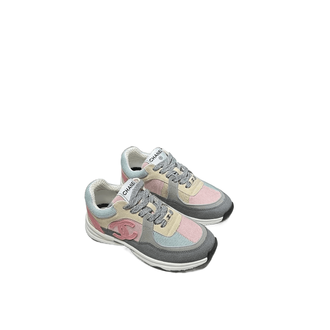 CHANEL Sneakers Pink Blue Beige Gray Women's Fashion Shoes
