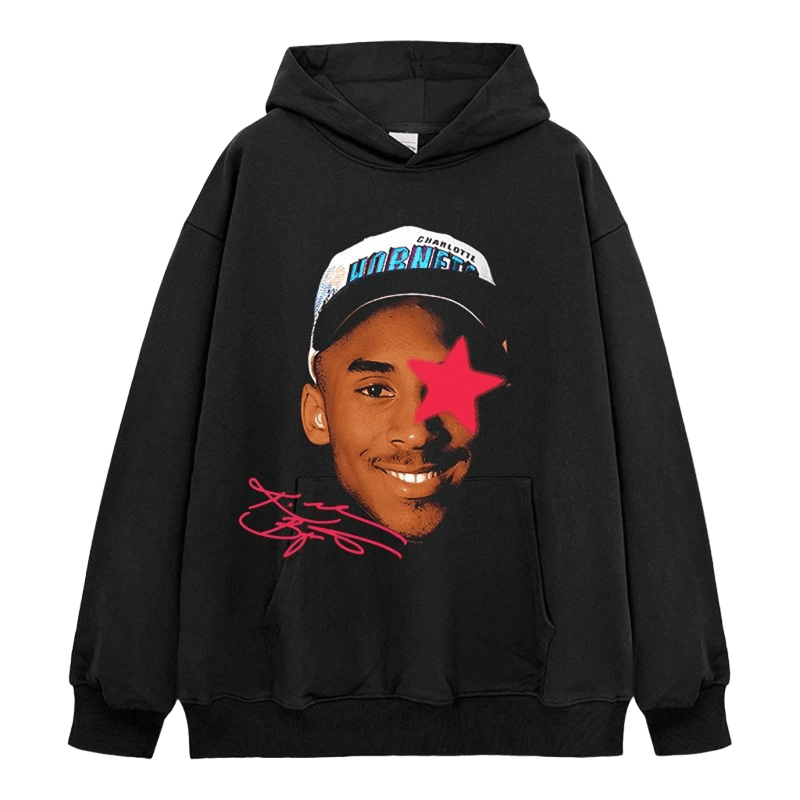 Charlotte Hornets Print Hoodie Unisex Black Cotton Streetwear