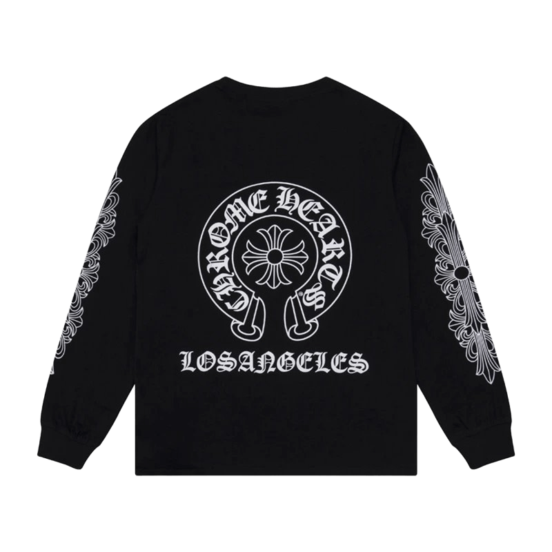Chrome Hearts Black Long Sleeve T-Shirt with Cross Back Logo