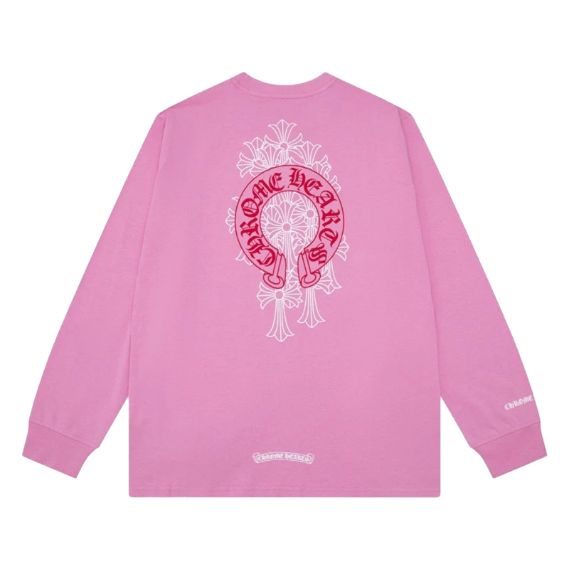 Chrome Hearts Pink Tee: Floral Cross, Unisex Streetwear